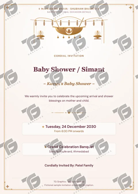 Baby Shower / Simant Gujarati sample invitation with fictional details