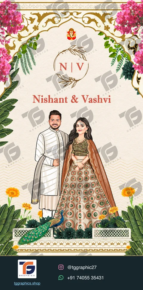 Wedding invitations · Collection 04 · Design 1 with TG Graphics watermark and contact footer