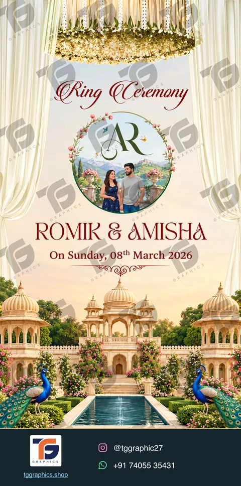 Engagement invitations · Collection 04 · Design 1 with TG Graphics watermark and contact footer