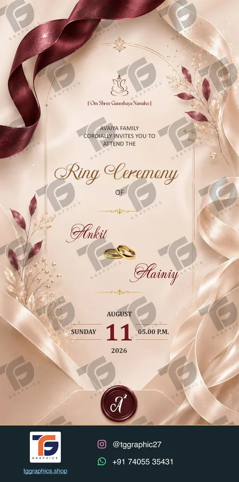 Engagement invitations · Collection 06 · Design 1 with TG Graphics watermark and contact footer