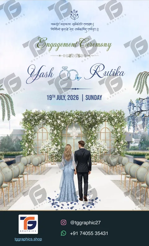 Engagement invitations · Collection 07 · Design 1 with TG Graphics watermark and contact footer