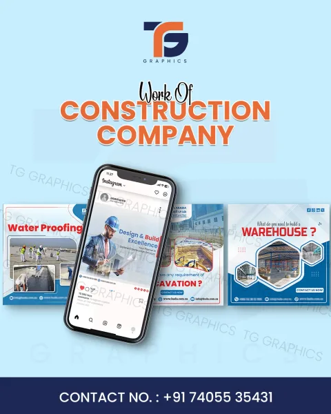 Construction-company social media design collection