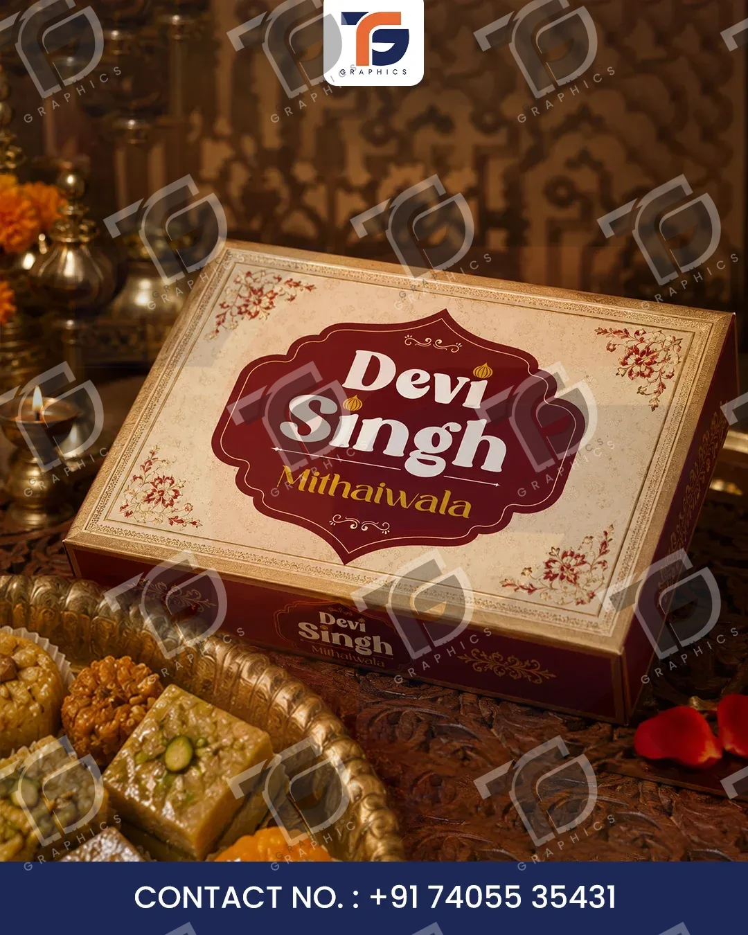 Rectangular sweet-box packaging for a sweet shop