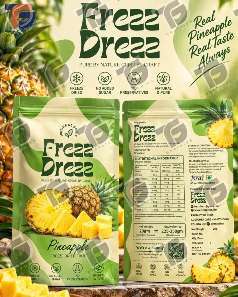 Pineapple frozen snack packaging in green