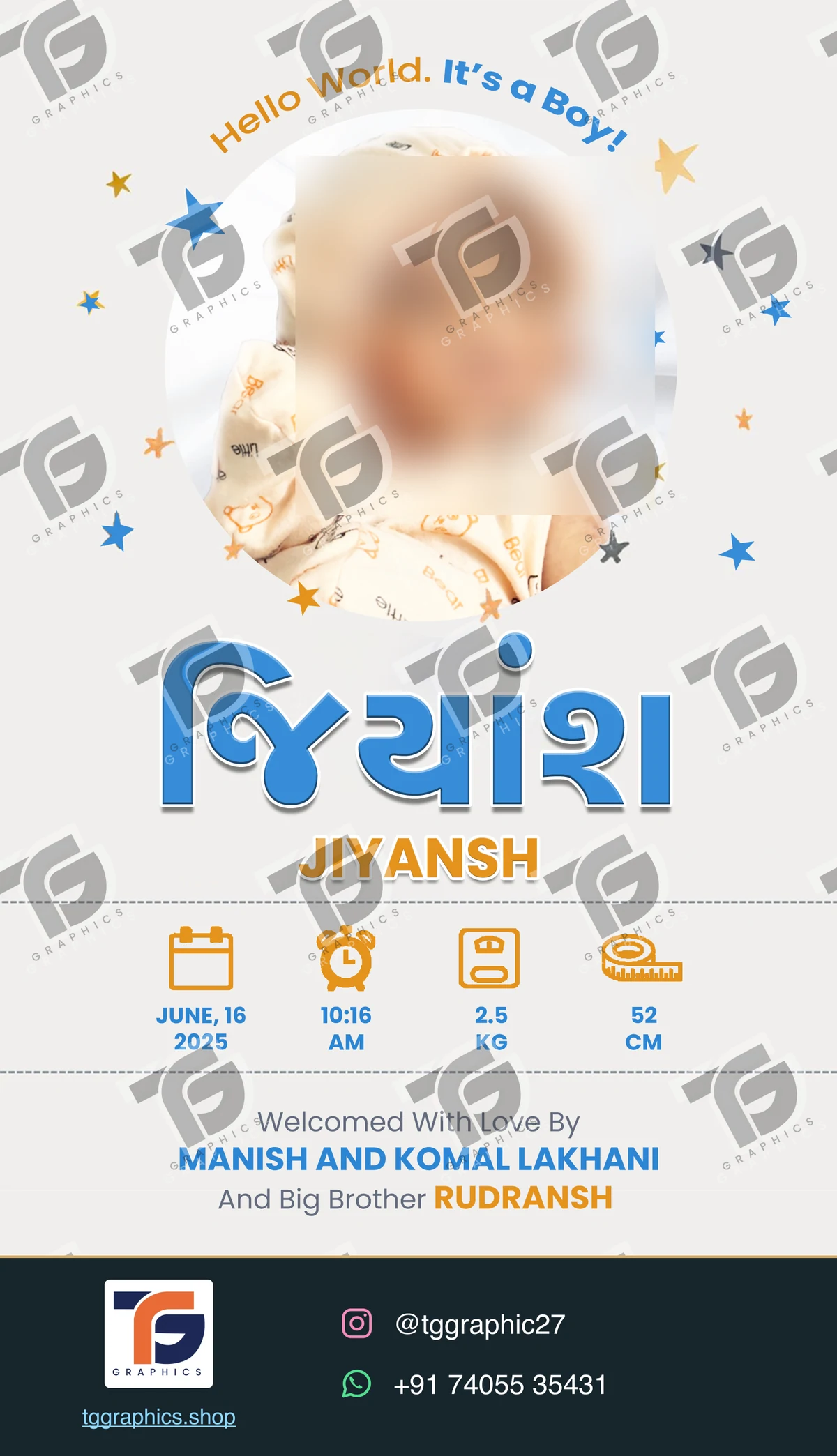 Baby & childhood invitations · Naming ceremony designs · Design 1 with TG Graphics watermark