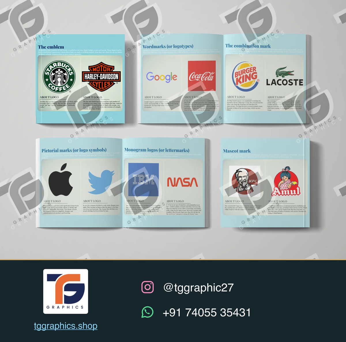 Logo & branding · Studio brand identities · Design 5 with TG Graphics watermark