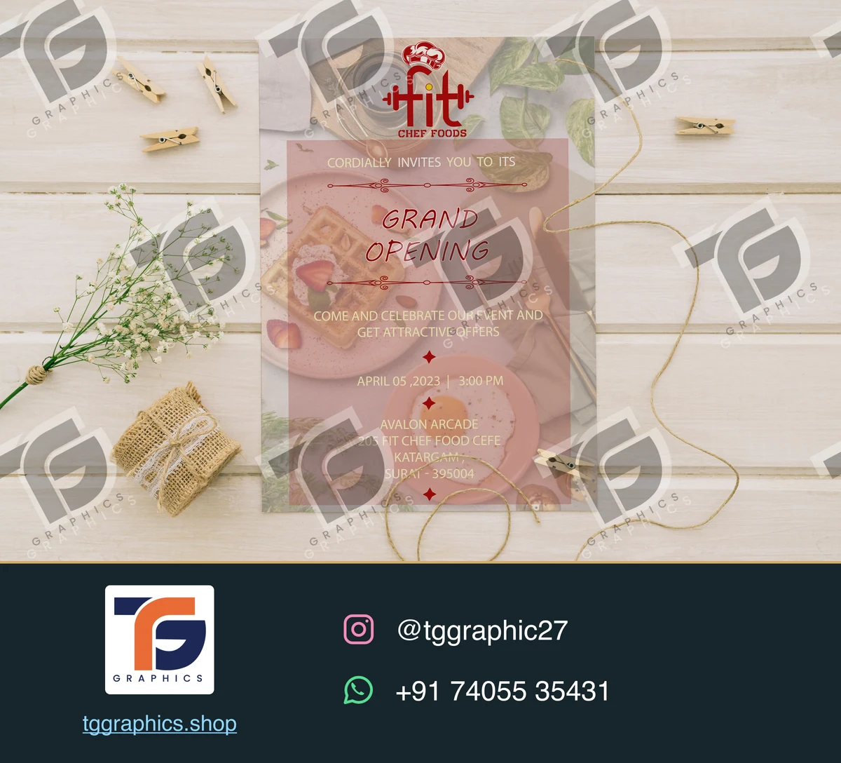 व्यवसाय और उद्घाटन के निमंत्रण · व्यवसाय और उद्घाटन के निमंत्रण · डिज़ाइन 2, TG Graphics वॉटरमार्क के साथ