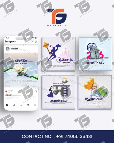 Business social posts · Social post showcases · Design 1 with TG Graphics watermark
