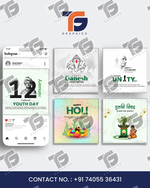 Business social posts · Social post showcases · Design 6 with TG Graphics watermark