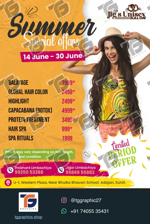 Business social posts · Salon & beauty campaigns · Design 3 with TG Graphics watermark