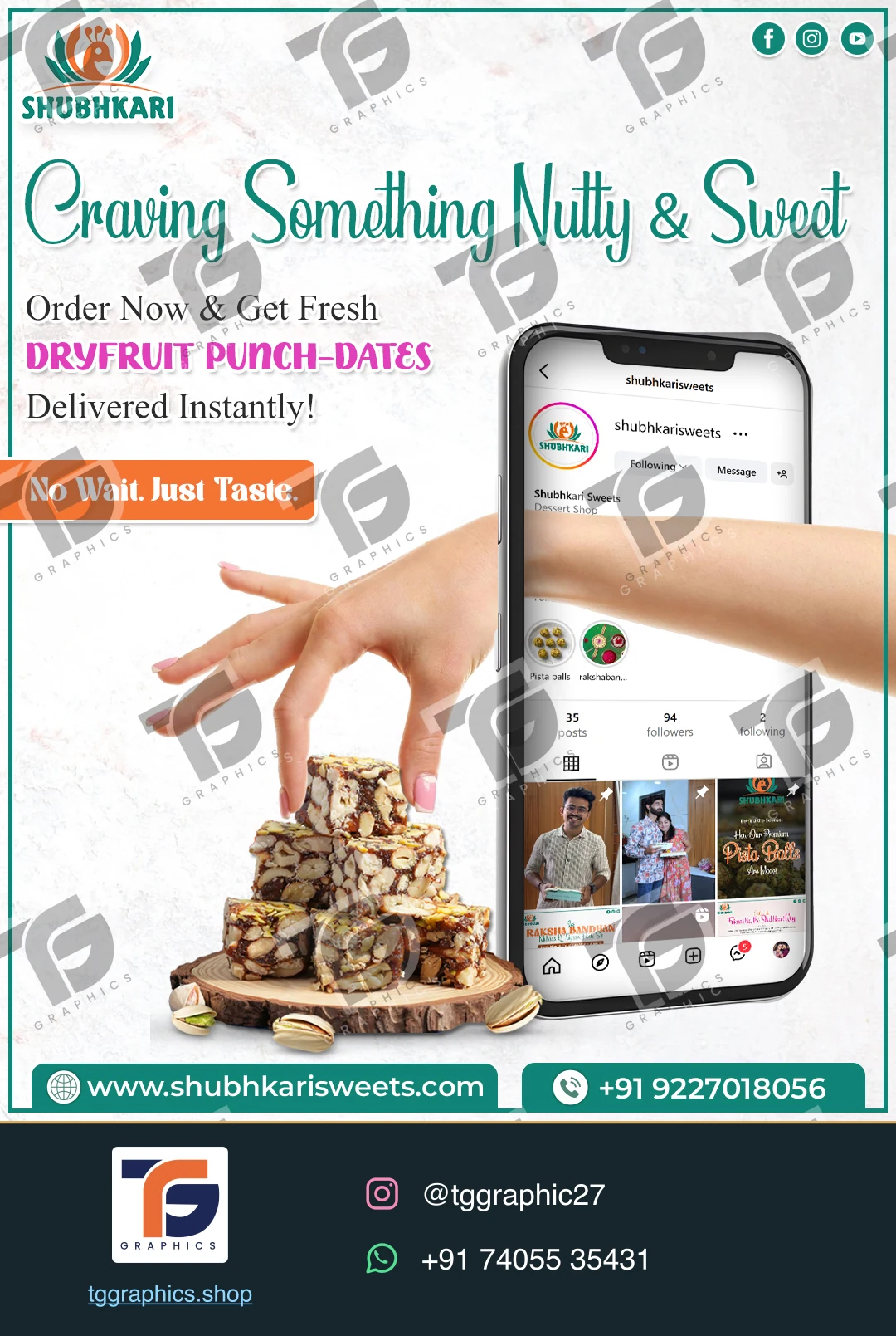 Business social posts · Food business posts · Design 9 with TG Graphics watermark