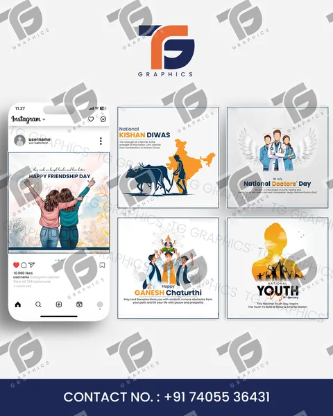 Business social posts · Social post showcases · Design 3 with TG Graphics watermark