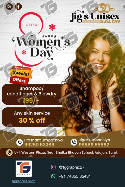 Business social posts · Salon & beauty campaigns · Design 4 with TG Graphics watermark