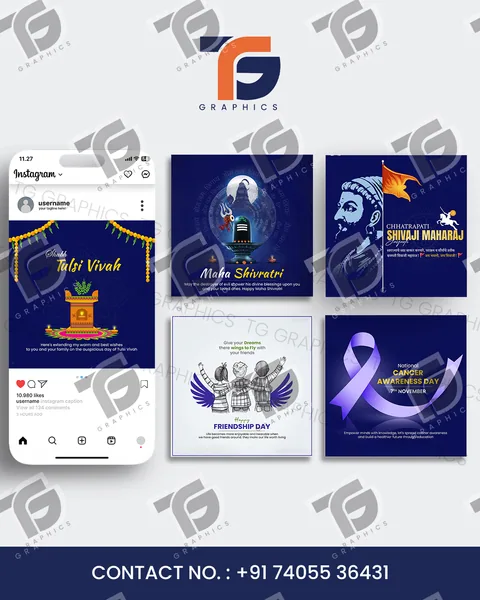 Business social posts · Social post showcases · Design 7 with TG Graphics watermark