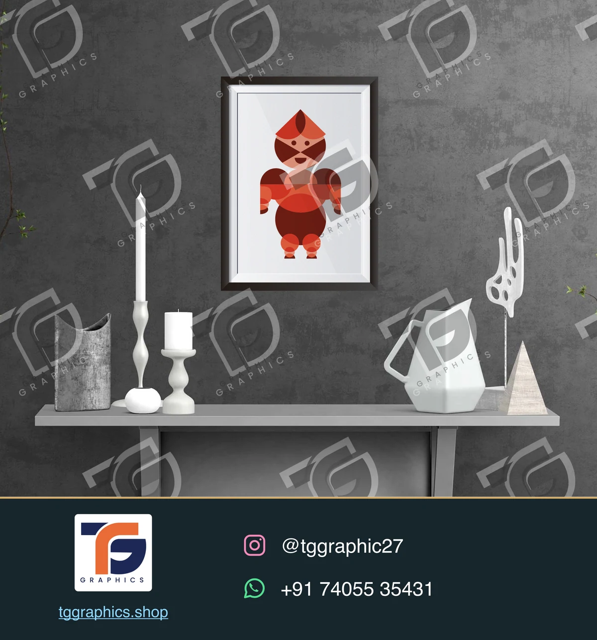 चित्रांकन और कस्टम प्रिंट · चित्रांकन और प्रिंट आर्टवर्क · डिज़ाइन 6, TG Graphics वॉटरमार्क के साथ