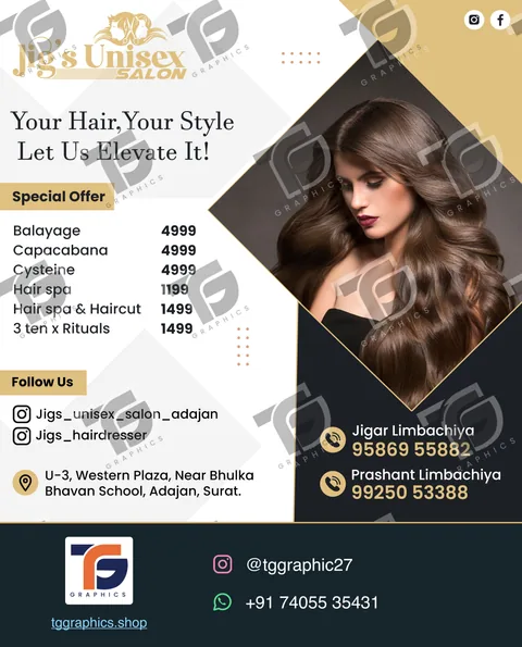 Menus · Salon service menus · Design 4 with TG Graphics watermark