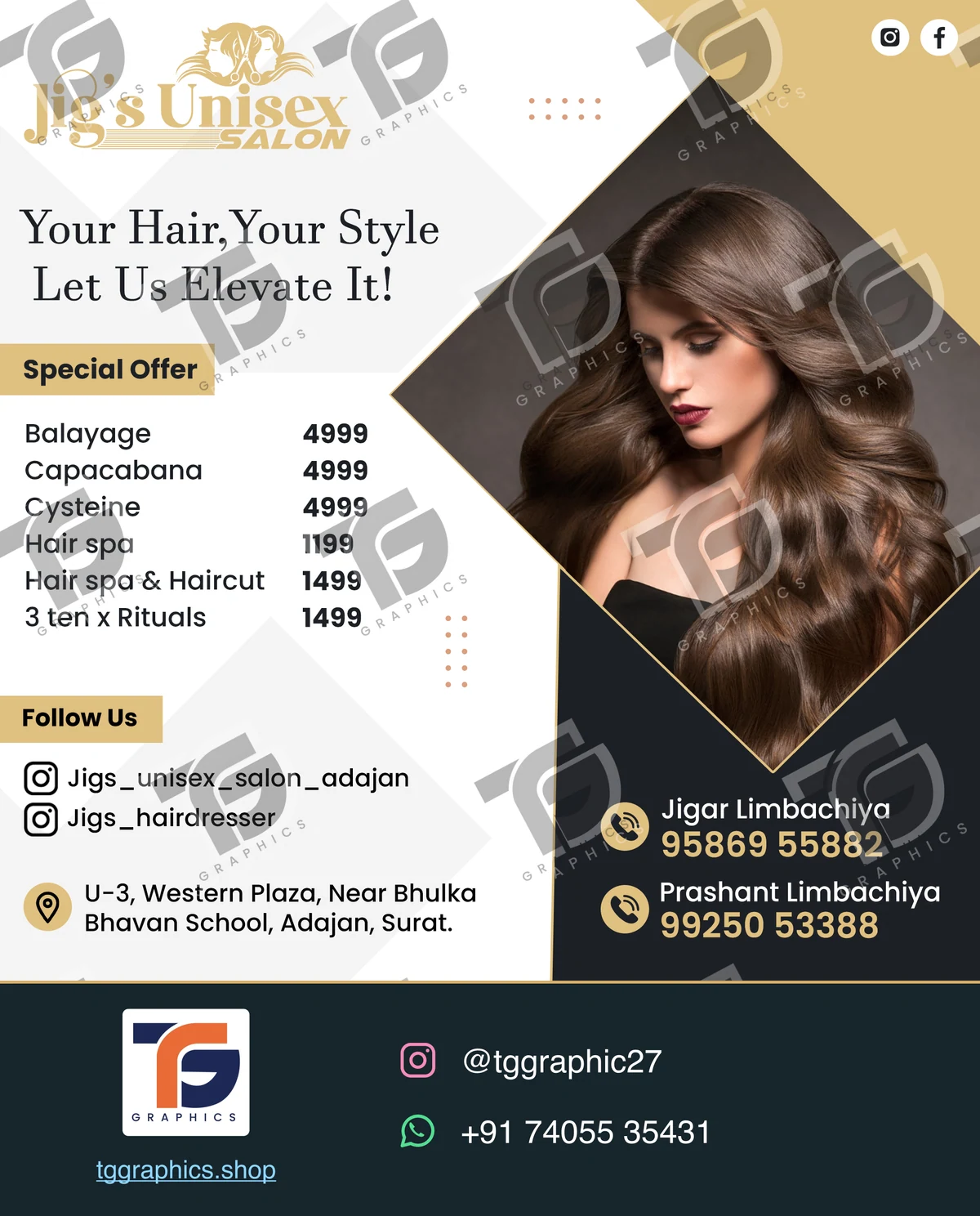 Menus · Salon service menus · Design 4 with TG Graphics watermark