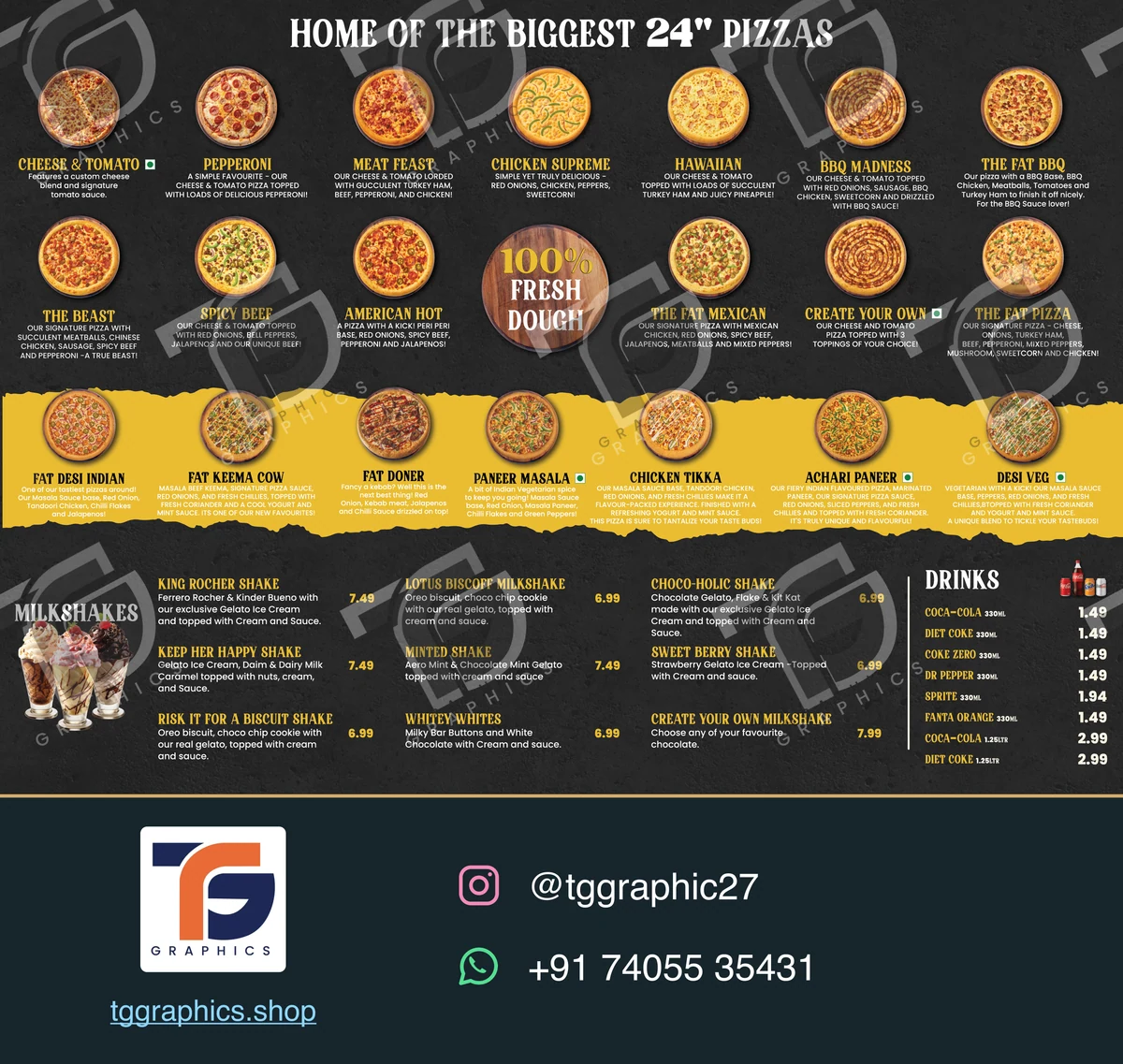 Menus · Restaurant menus · Design 1 with TG Graphics watermark