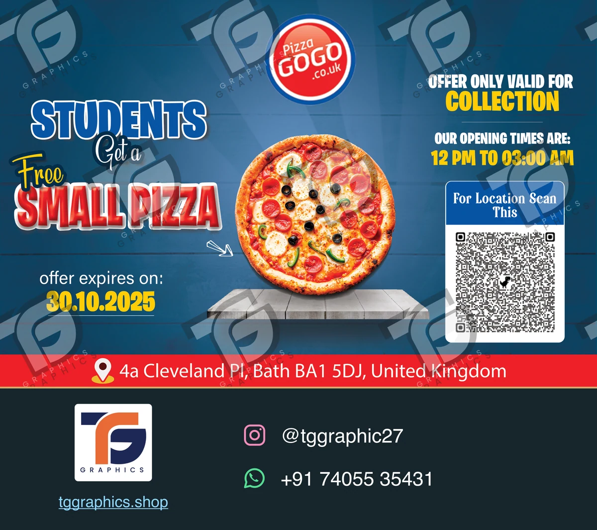 Posters & advertising · Pizza shop promotional posts · Design 2 with TG Graphics watermark