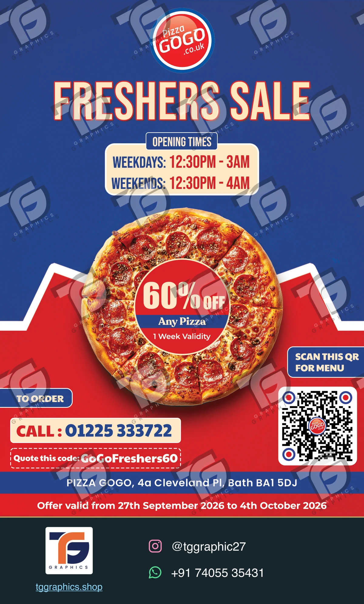 Posters & advertising · Pizza shop promotional posts · Design 4 with TG Graphics watermark