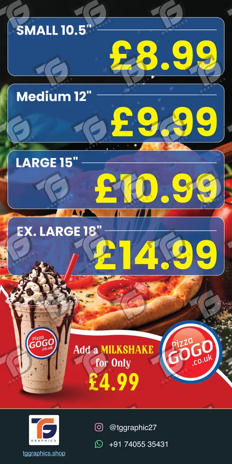 Posters & advertising · Pizza shop promotional posts · Design 3 with TG Graphics watermark