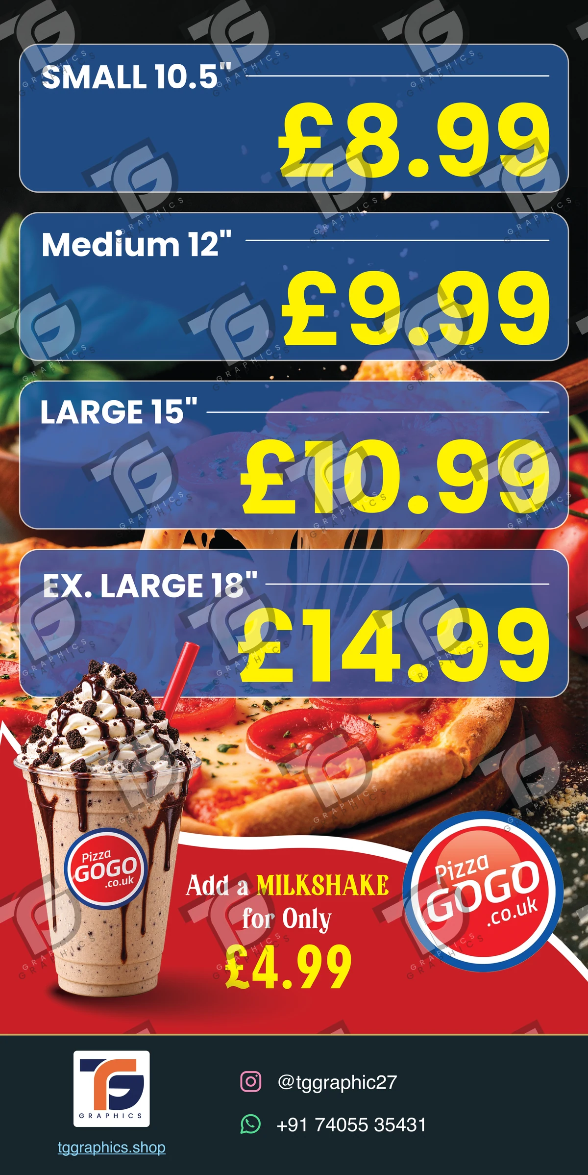 Posters & advertising · Pizza shop promotional posts · Design 3 with TG Graphics watermark