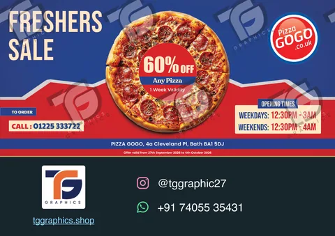 Posters & advertising · Pizza shop promotional posts · Design 5 with TG Graphics watermark
