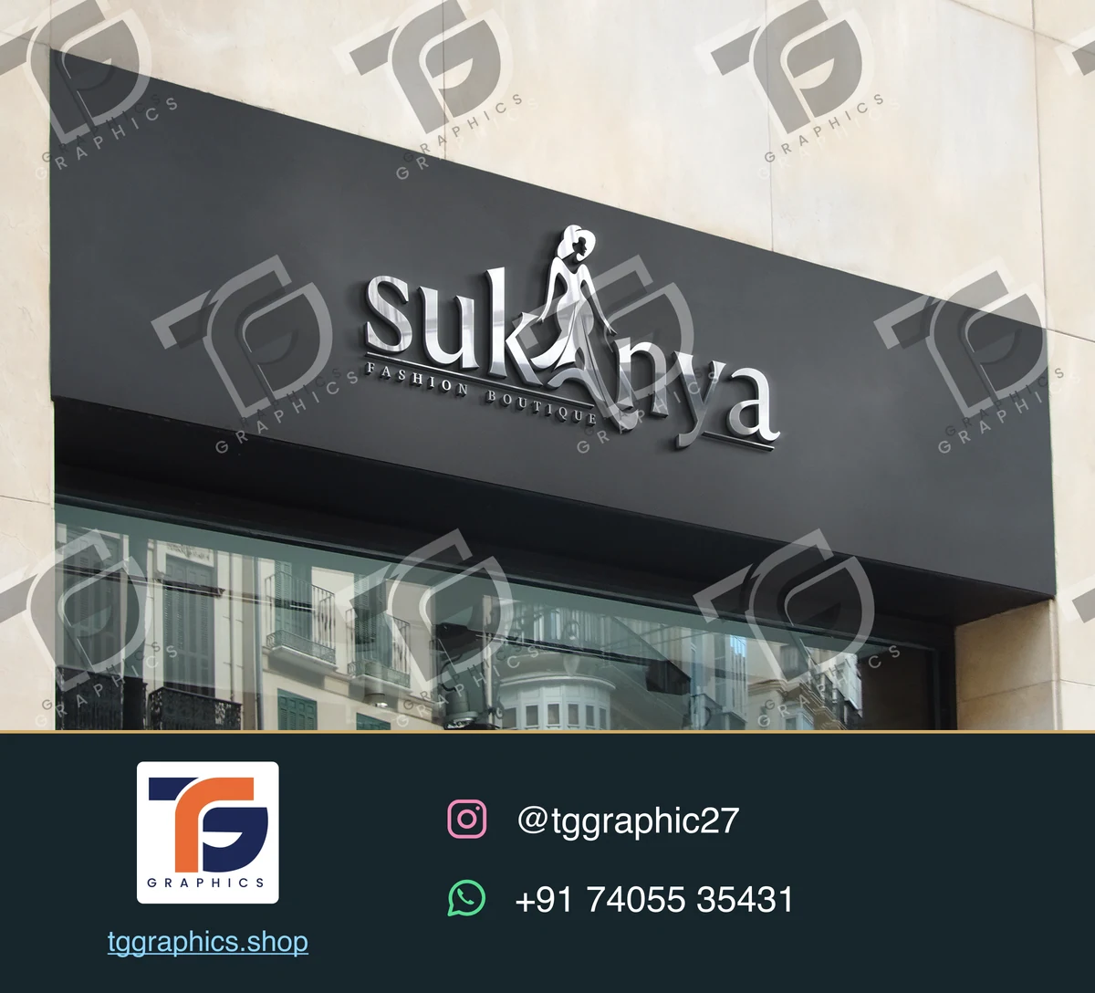 Shop signs · Retail shop signage · Design 1 with TG Graphics watermark