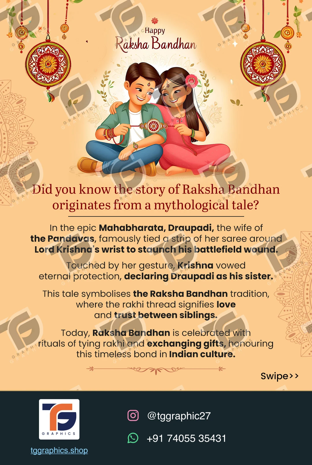 Social carousels · Raksha Bandhan carousel · Design 2 with TG Graphics watermark