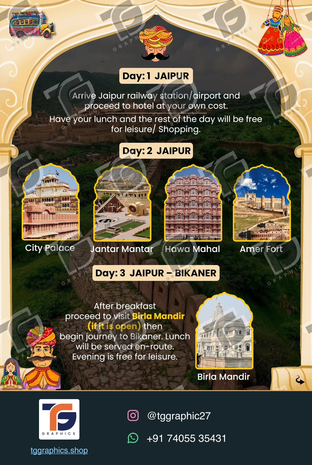 સોશિયલ કેરોસેલ · રાજસ્થાન ટૂર · ડિઝાઇન 2, TG Graphics વોટરમાર્ક સાથે