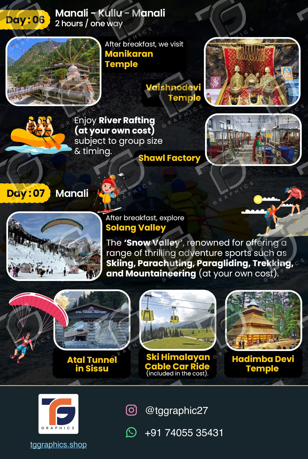 Social carousels · Leh Ladakh carousel · Design 4 with TG Graphics watermark
