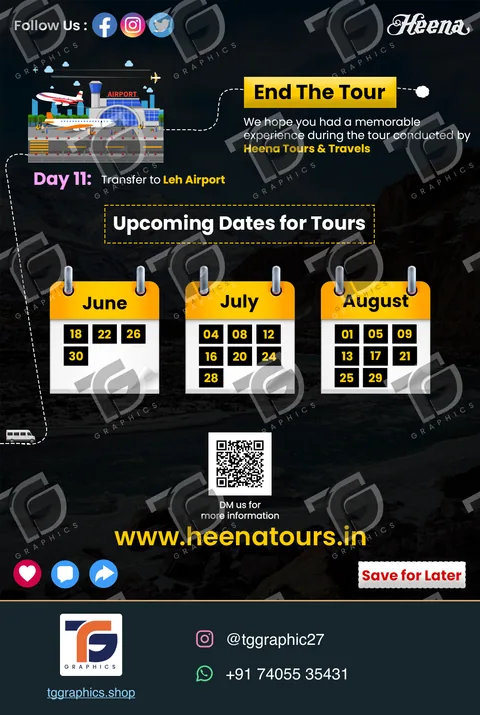 Social carousels · Leh Ladakh carousel · Design 5 with TG Graphics watermark