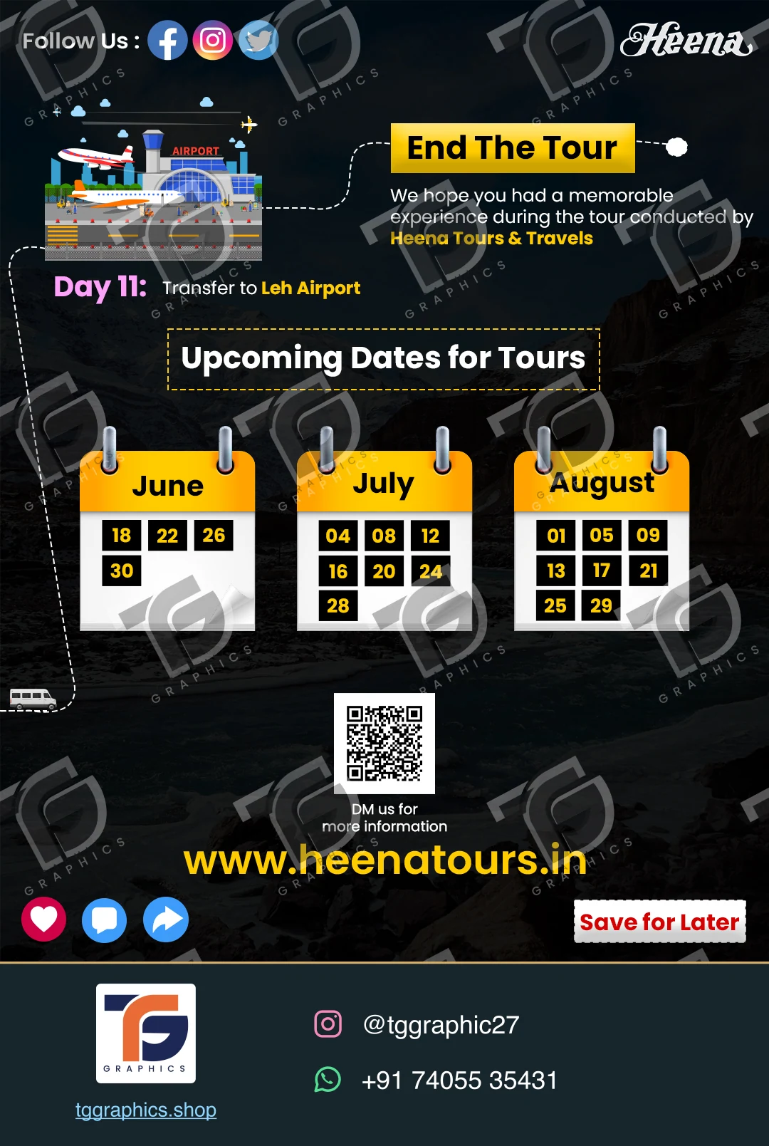 Social carousels · Leh Ladakh carousel · Design 5 with TG Graphics watermark