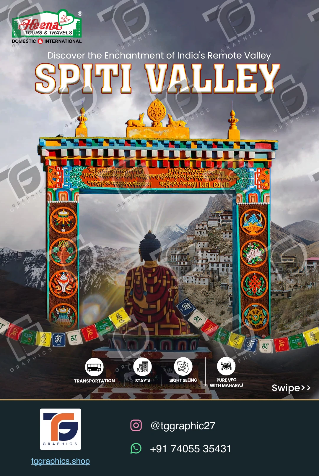 Social carousels · Spiti Valley carousel · Design 1 with TG Graphics watermark