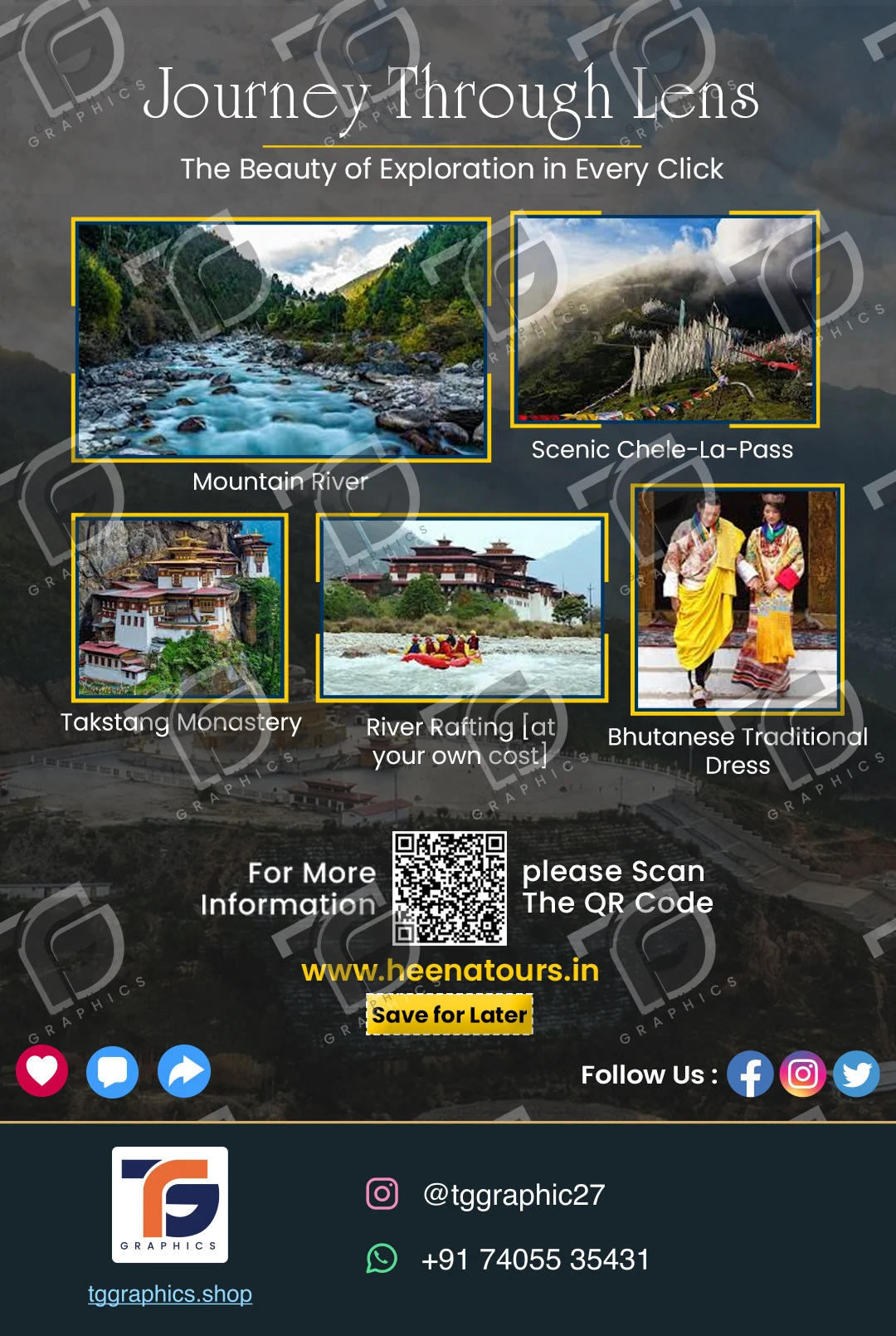 સોશિયલ કેરોસેલ · ભૂટાન ટૂર · ડિઝાઇન 5, TG Graphics વોટરમાર્ક સાથે