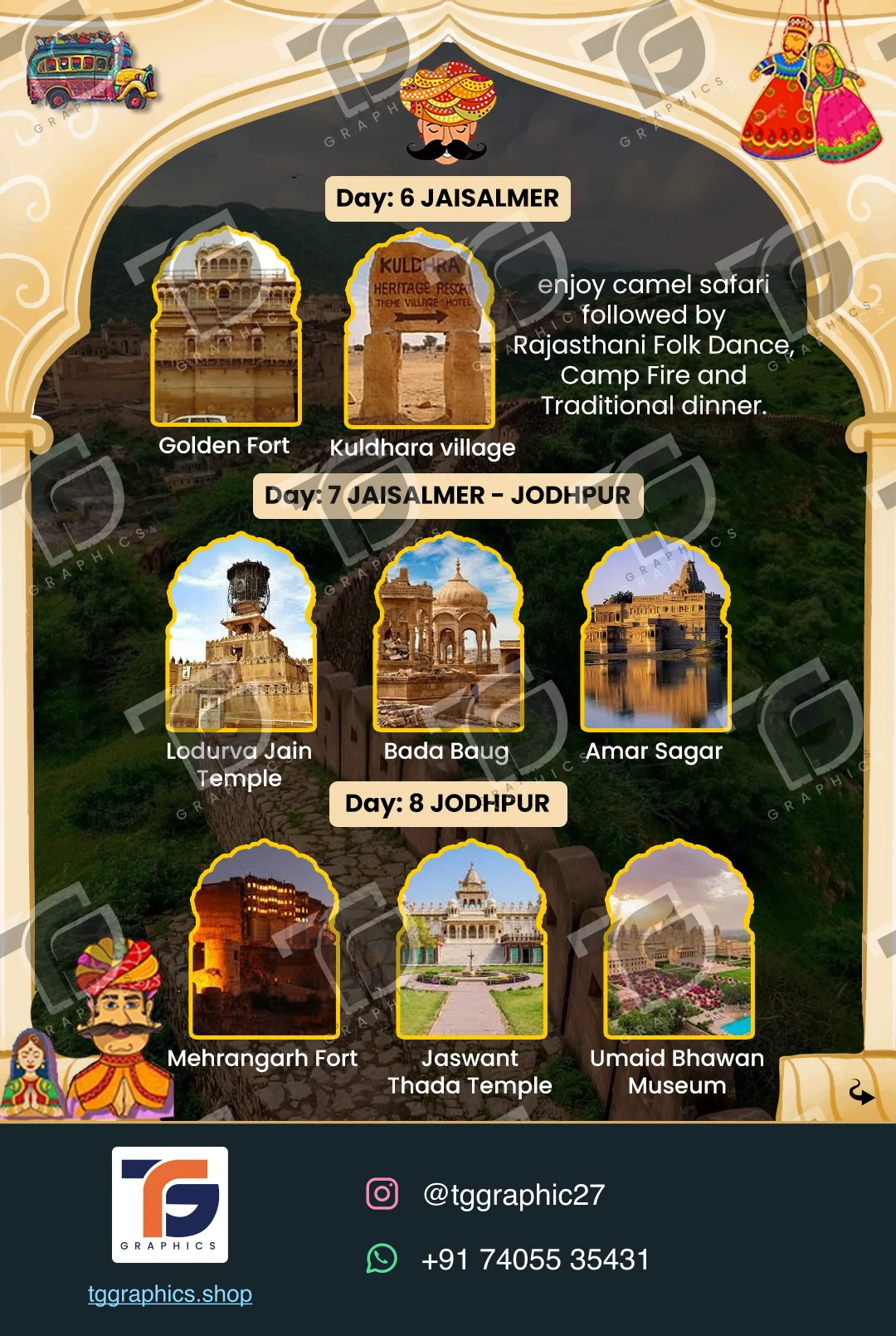 સોશિયલ કેરોસેલ · રાજસ્થાન ટૂર · ડિઝાઇન 4, TG Graphics વોટરમાર્ક સાથે