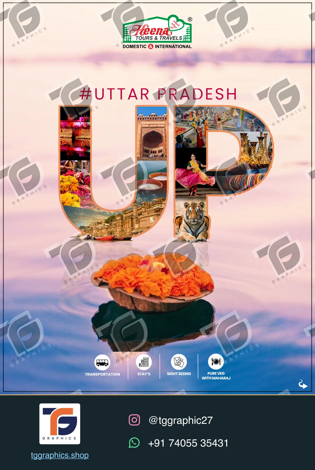 Social carousels · Uttarpradesh carousel · Design 1 with TG Graphics watermark