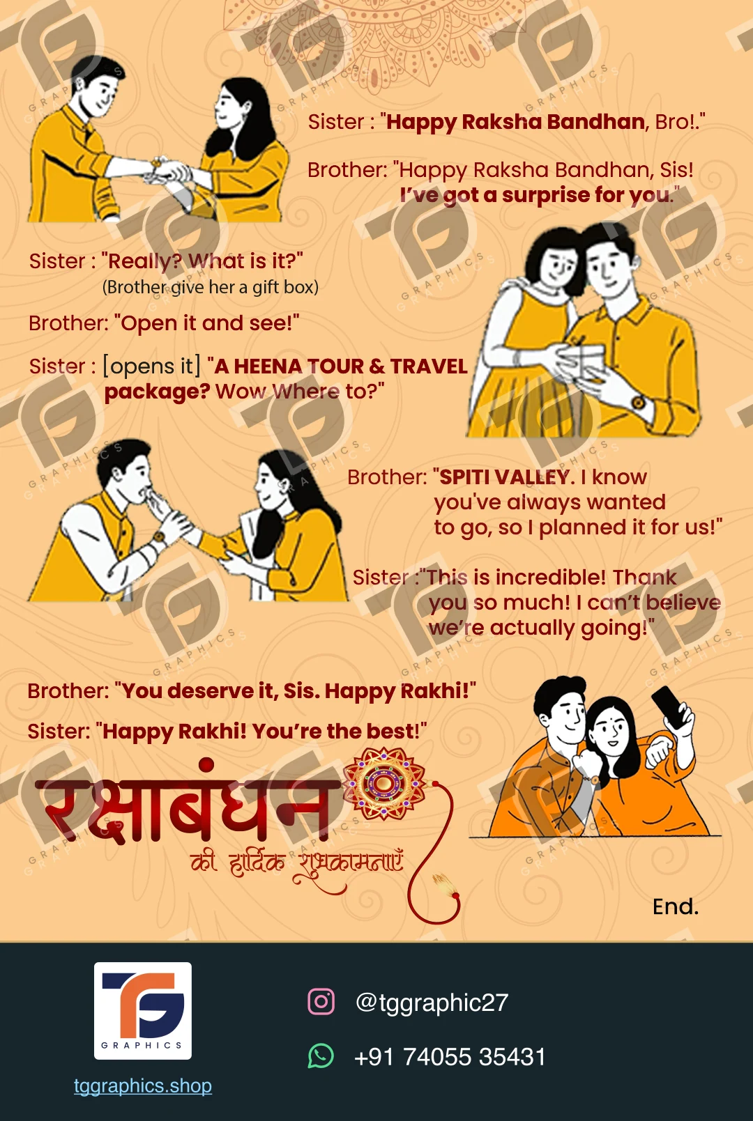 Social carousels · Raksha Bandhan carousel · Design 3 with TG Graphics watermark