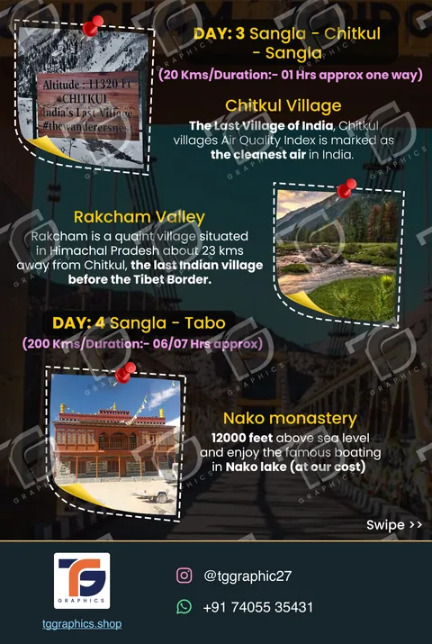 Social carousels · Spiti Valley carousel · Design 4 with TG Graphics watermark