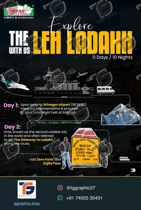Social carousels · Leh Ladakh carousel · Design 1 with TG Graphics watermark