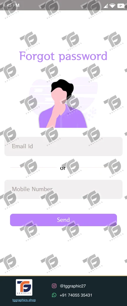 UI/UX design · Clothing app · Design 5 with TG Graphics watermark