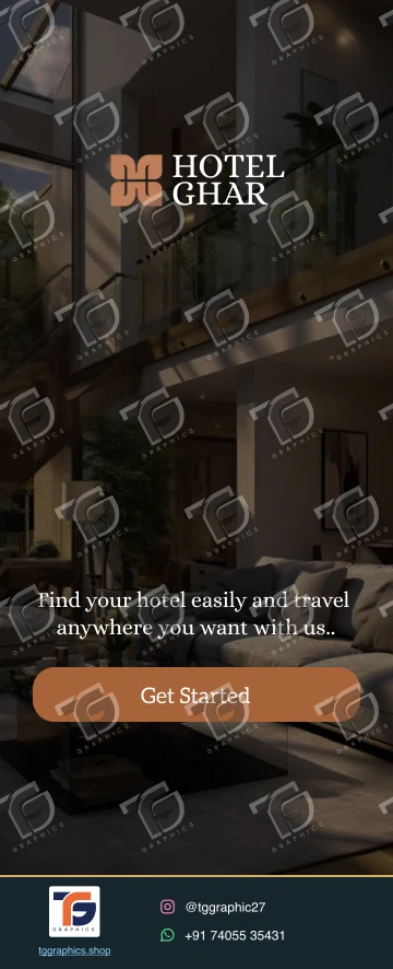 UI/UX design · Hotel website and app · Design 1 with TG Graphics watermark