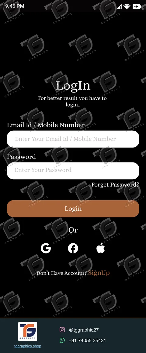 UI/UX ડિઝાઇન · હોટેલ બુકિંગ ઍપ · ડિઝાઇન 12, TG Graphics વોટરમાર્ક સાથે