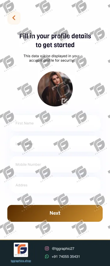 UI/UX ડિઝાઇન · ફૂડ ડિલિવરી ઍપ · ડિઝાઇન 23, TG Graphics વોટરમાર્ક સાથે