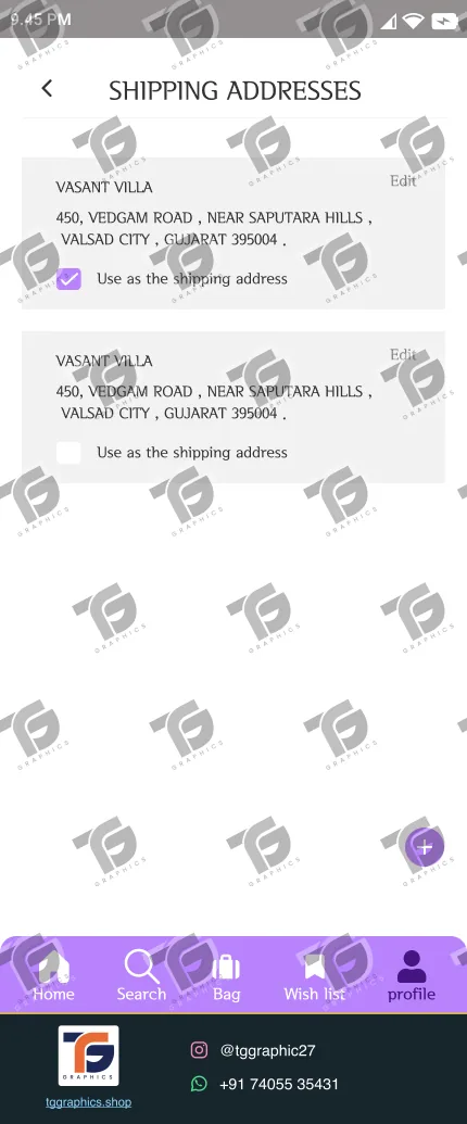 UI/UX ડિઝાઇન · કપડાંની ઍપ · ડિઝાઇન 20, TG Graphics વોટરમાર્ક સાથે