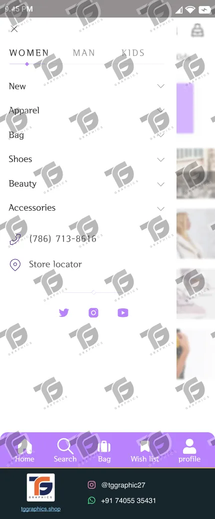 UI/UX ડિઝાઇન · કપડાંની ઍપ · ડિઝાઇન 10, TG Graphics વોટરમાર્ક સાથે