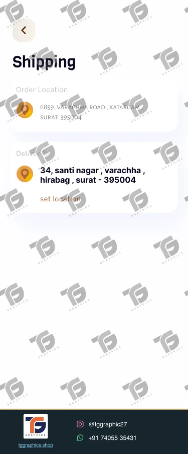 UI/UX डिज़ाइन · भोजन डिलीवरी ऐप · डिज़ाइन 26, TG Graphics वॉटरमार्क के साथ