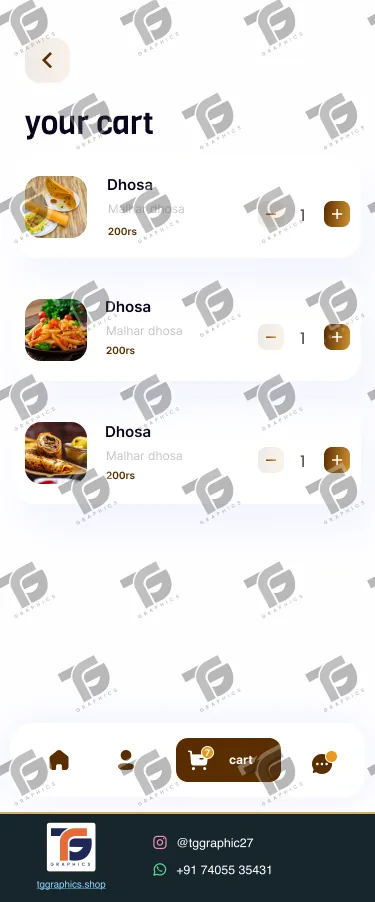 UI/UX ડિઝાઇન · ફૂડ ડિલિવરી ઍપ · ડિઝાઇન 3, TG Graphics વોટરમાર્ક સાથે