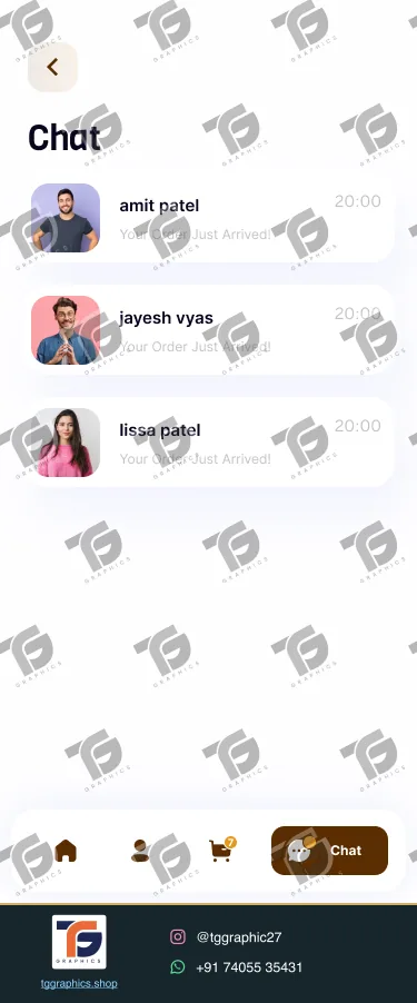 UI/UX ડિઝાઇન · ફૂડ ડિલિવરી ઍપ · ડિઝાઇન 4, TG Graphics વોટરમાર્ક સાથે