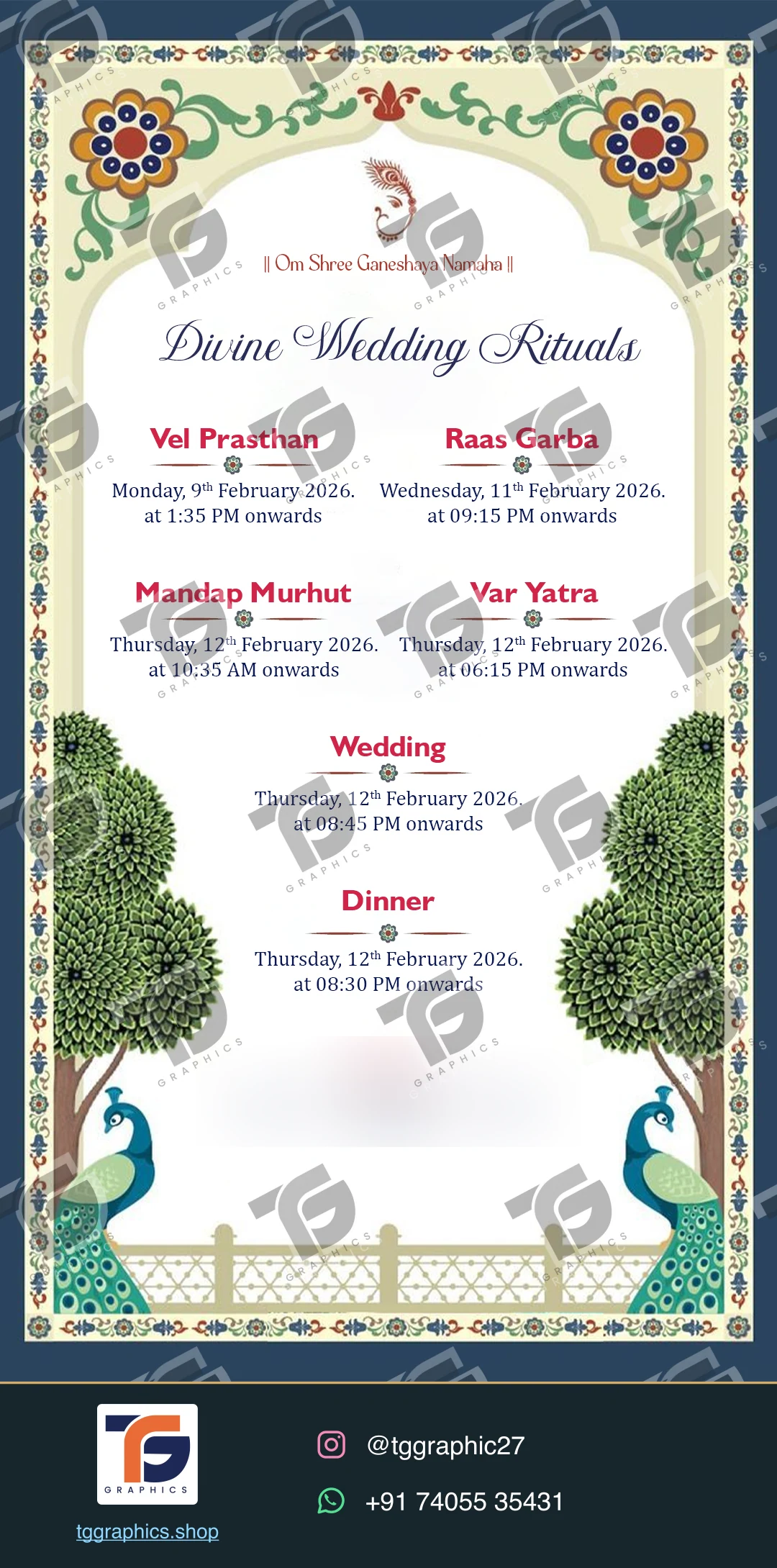 Wedding invitations & related ceremonies · Wedding collection 19 · Design 3 with TG Graphics watermark